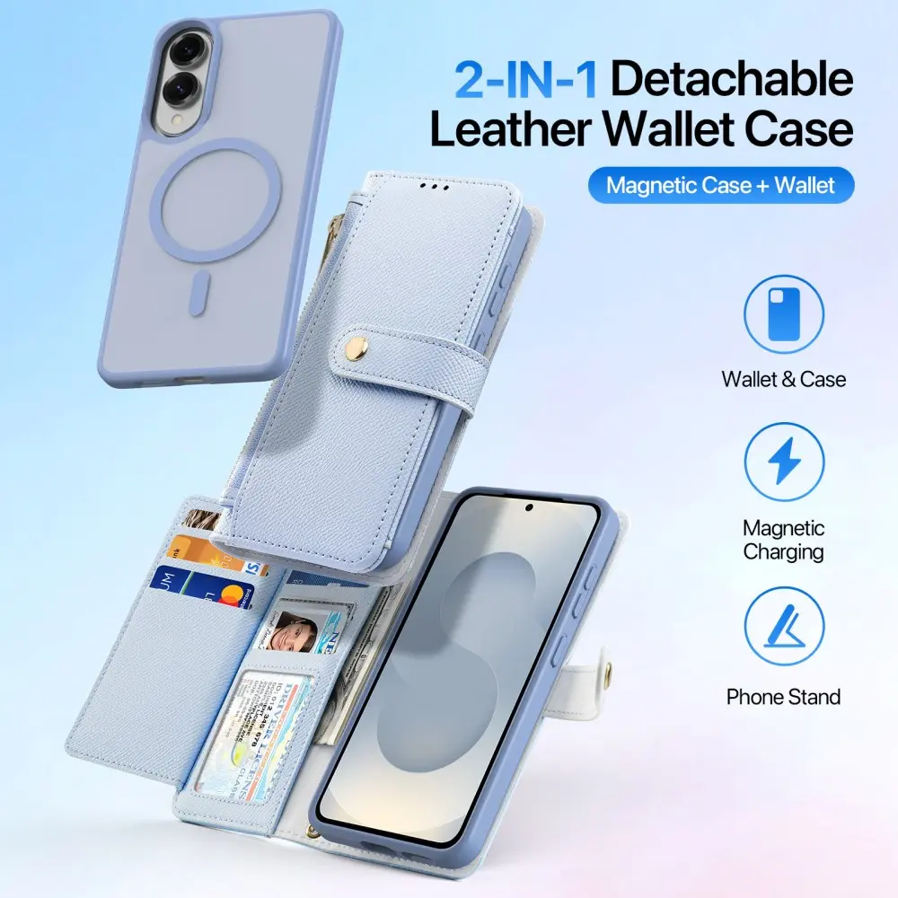 Dux Ducis Lawa Samsung Galaxy S25 Edge Hoesje 2-in-1 Wallet Case MagSafe Blauw afbeelding 3