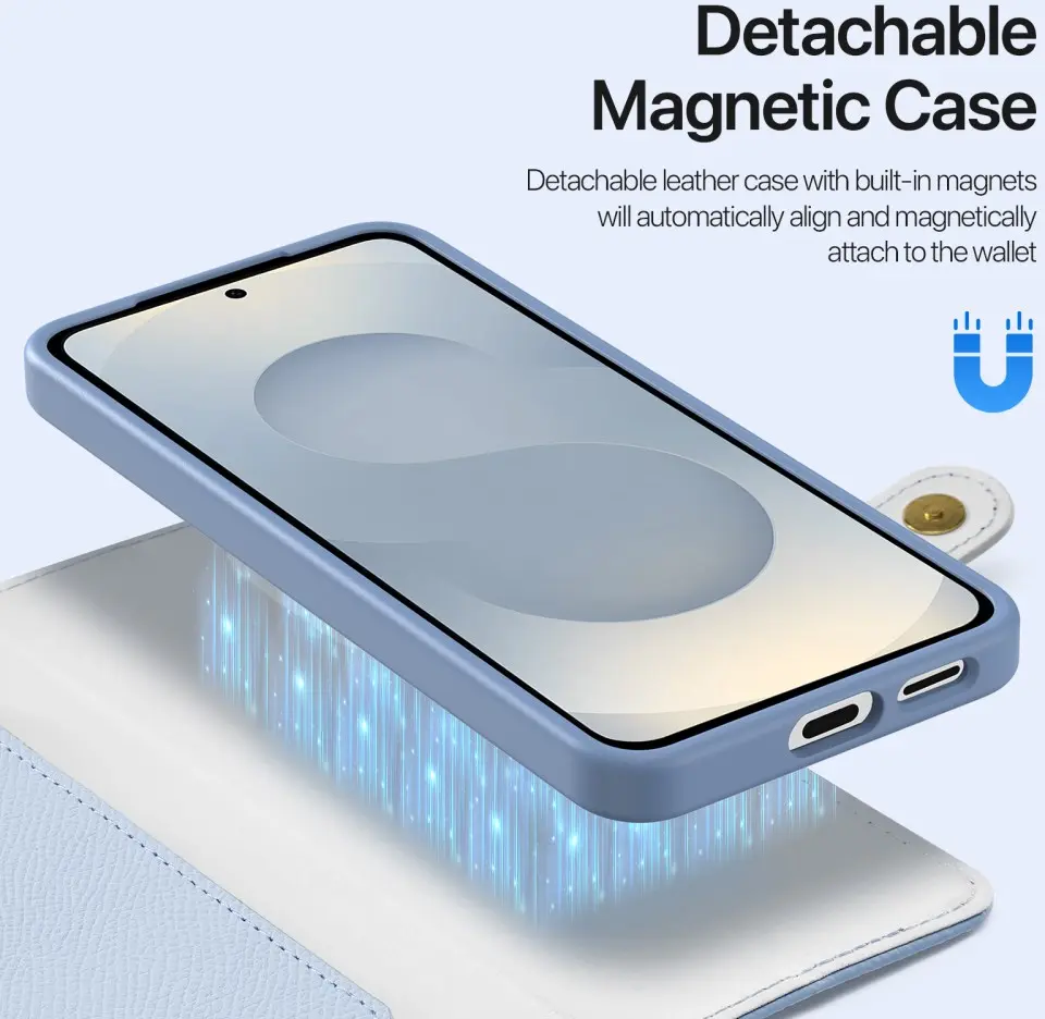 Dux Ducis Lawa Samsung Galaxy S25 Edge Hoesje 2-in-1 Wallet Case MagSafe Blauw afbeelding 5