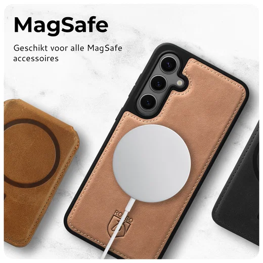Rosso Elite Samsung Galaxy S25 Edge Hoesje met MagSafe Book Case Echt Leer Brown afbeelding 5