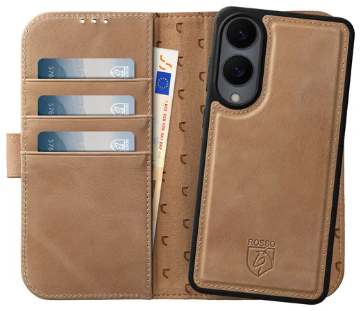 Rosso Elite Samsung Galaxy S25 Edge Hoesje met MagSafe Book Case Echt Leer Brown afbeelding 1