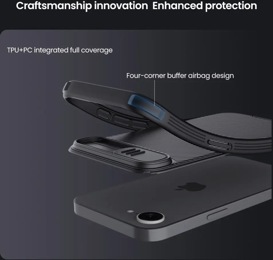 Nillkin CamShield Apple iPhone 17e / 16e Hoesje Camera Slider Back Cover Blauw afbeelding 7