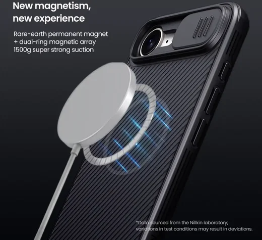 Nillkin CamShield MagSafe iPhone 17e / 16e Hoesje Camera Slider Back Cover Zwart afbeelding 3