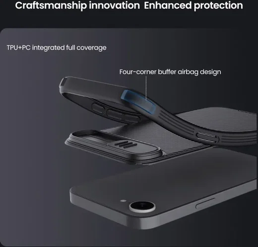 Nillkin CamShield MagSafe iPhone 17e / 16e Hoesje Camera Slider Back Cover Zwart afbeelding 6