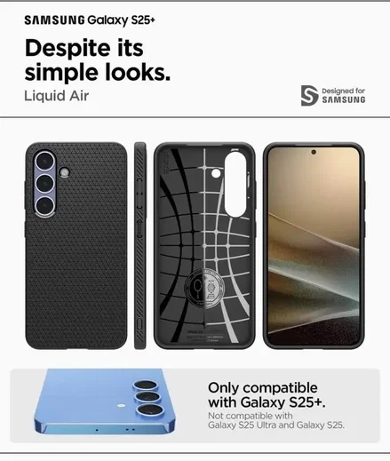 Spigen Liquid Air Samsung Galaxy S25 Plus Hoesje Back Cover Matte Zwart afbeelding 3