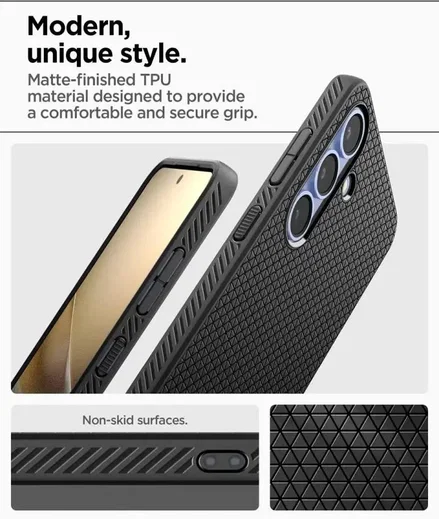 Spigen Liquid Air Samsung Galaxy S25 Plus Hoesje Back Cover Matte Zwart afbeelding 5