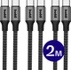 Buddi Flex USB-C naar USB-C Kabel 60W Fast Charge 2M Zwart - 3-pack afbeelding 1