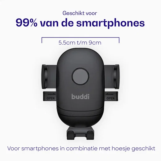 Buddi Way Universele Telefoonhouder Auto met Oplader voor Dashboard/Raam afbeelding 2