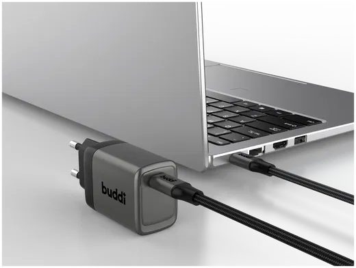 Buddi Power 45W Power Adapter Fast Charge USB-C Snellader Grijs afbeelding 15