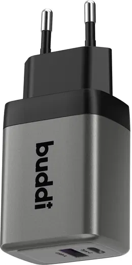 Buddi Power 45W Power Adapter Fast Charge USB-C + USB-A Snellader Grijs afbeelding 10