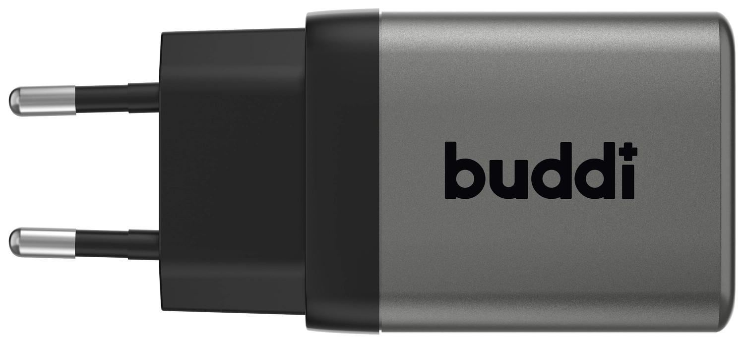 Buddi Power 45W Power Adapter Fast Charge USB-C + USB-A Snellader Grijs afbeelding 2
