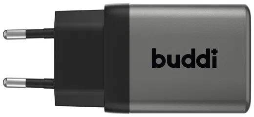 Buddi Power 45W Power Adapter Fast Charge USB-C + USB-A Snellader Grijs afbeelding 2