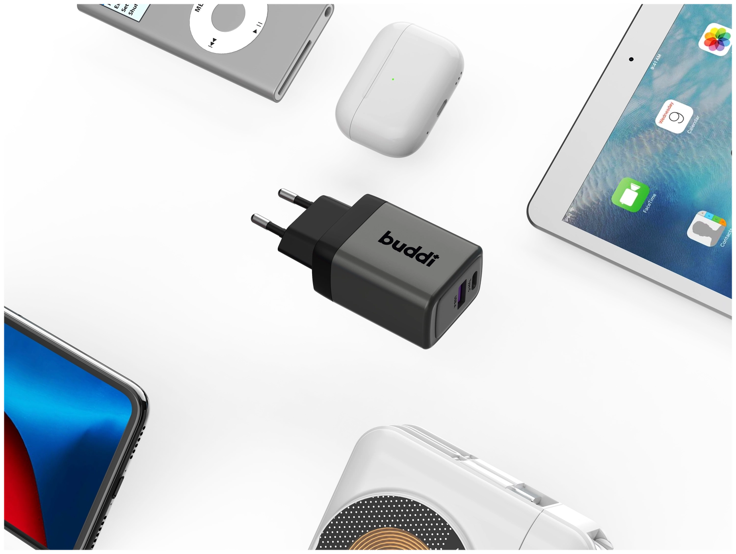 Buddi Power 45W Power Adapter Fast Charge USB-C + USB-A Snellader Grijs afbeelding 14