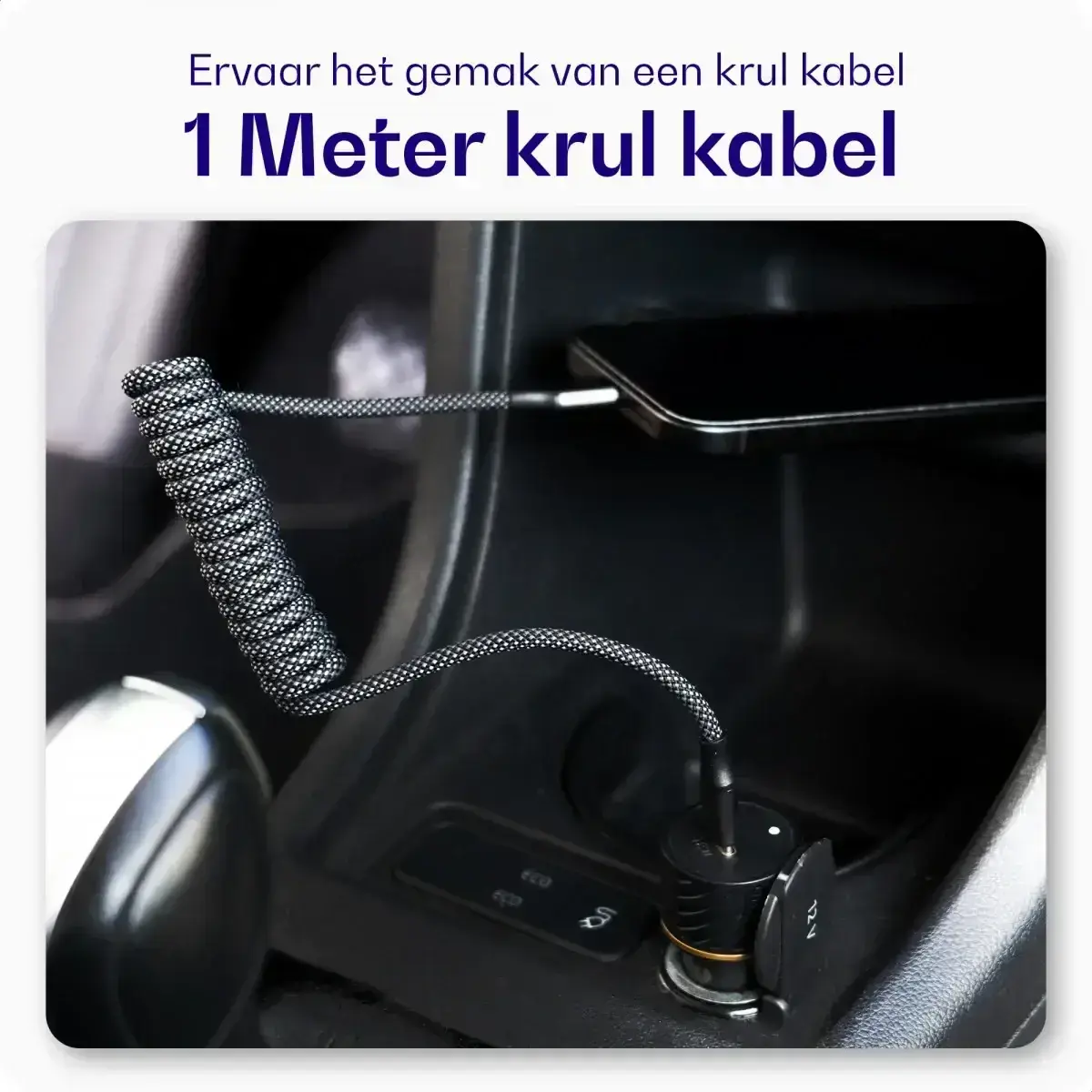 Buddi Power 45W USB-A / USB-C Autolader met USB-C naar USB-C Krulsnoer afbeelding 9