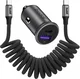 Buddi Power 45W USB-A / USB-C Autolader met USB-C naar USB-C Krulsnoer