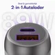 Buddi Power 89W USB-A / USB-C Autolader met USB-C naar USB-C Krulsnoer afbeelding 3