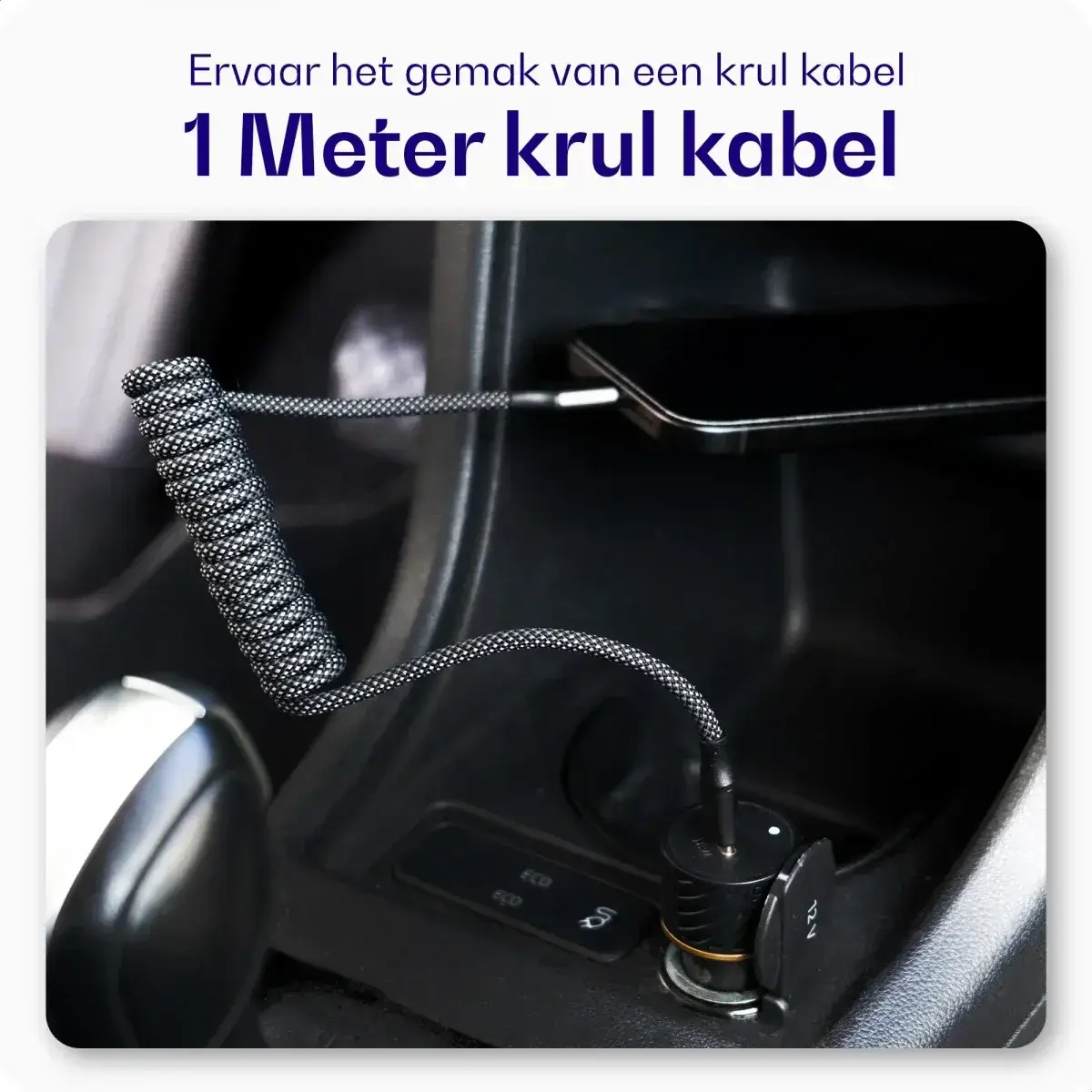 Buddi Power 89W USB-A / USB-C Autolader met USB-C naar USB-C Krulsnoer afbeelding 6