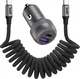 Buddi Power 89W USB-A / USB-C Autolader met USB-C naar USB-C Krulsnoer
