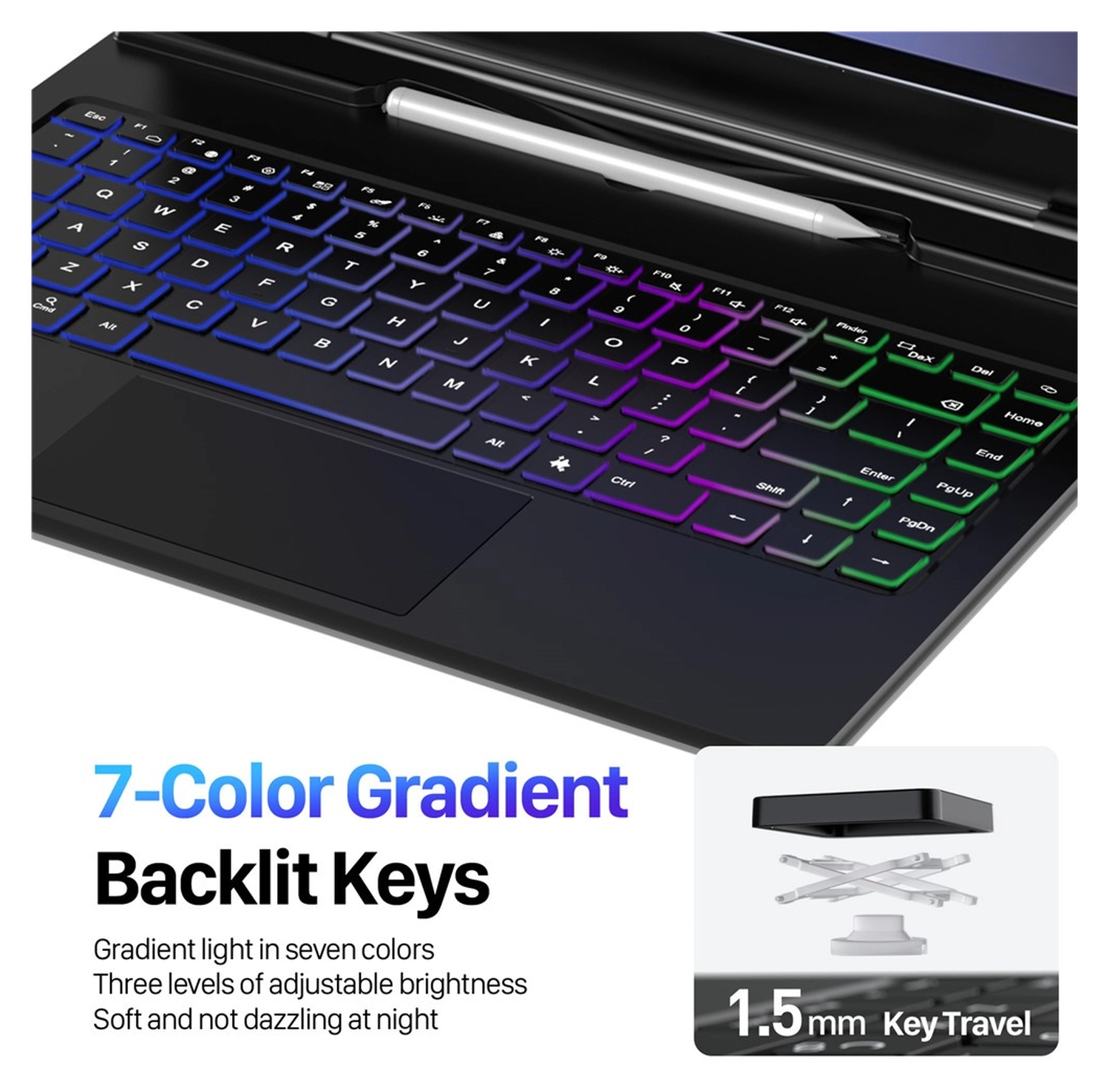Dux Ducis Samsung Galaxy Tab S10/S9/S8 Ultra Hoes Bluetooth Toetsenbord Zwart afbeelding 5