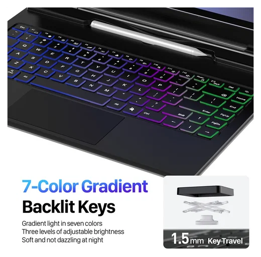 Dux Ducis Samsung Galaxy Tab S10/S9/S8 Ultra Hoes Bluetooth Toetsenbord Zwart afbeelding 5
