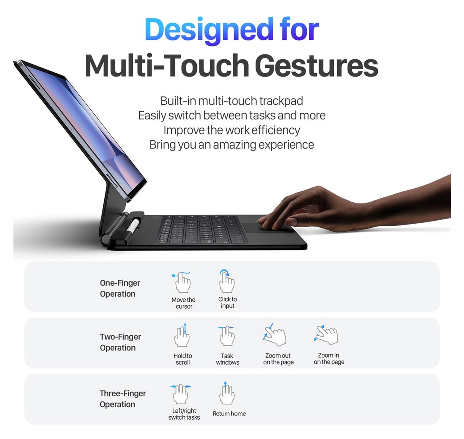 Dux Ducis Samsung Galaxy Tab S10/S9/S8 Ultra Hoes Bluetooth Toetsenbord Zwart afbeelding 7