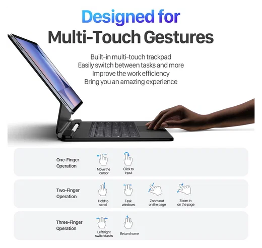 Dux Ducis Samsung Galaxy Tab S10/S9/S8 Ultra Hoes Bluetooth Toetsenbord Zwart afbeelding 7