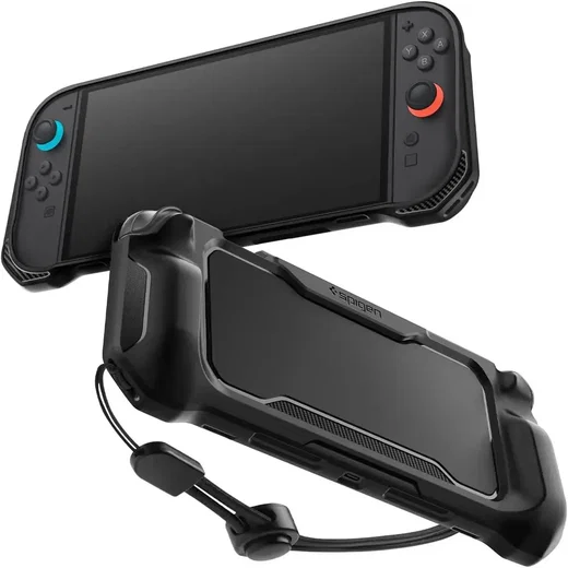 Spigen Rugged Armor Nintendo Switch 2 Hoes met Draagriem Zwart afbeelding 1
