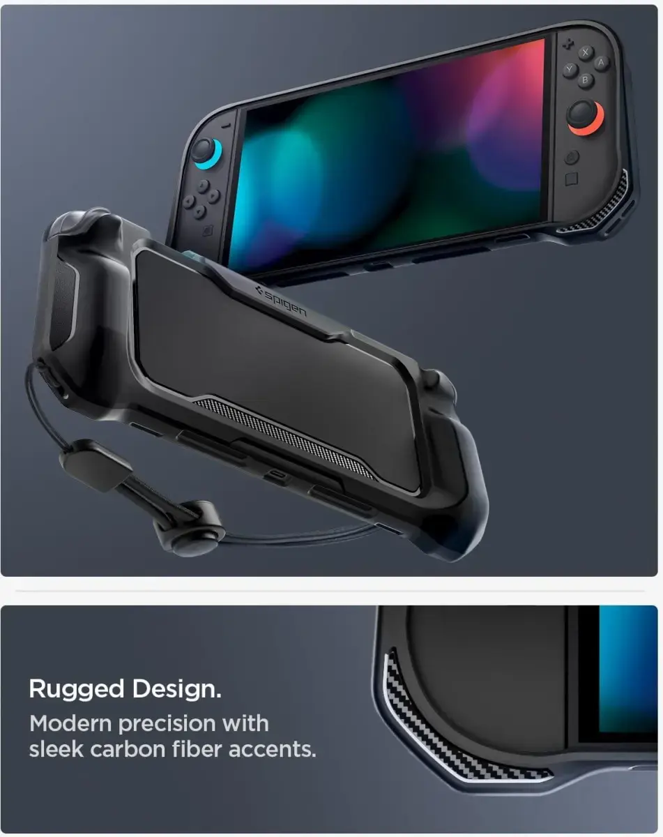 Spigen Rugged Armor Nintendo Switch 2 Hoes met Draagriem Zwart afbeelding 3