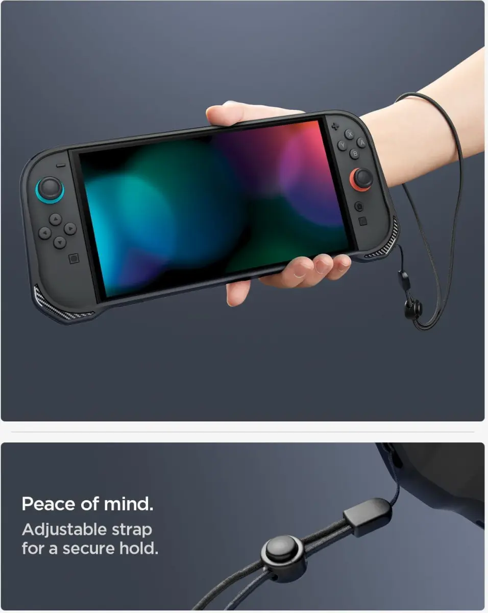 Spigen Rugged Armor Nintendo Switch 2 Hoes met Draagriem Zwart afbeelding 6
