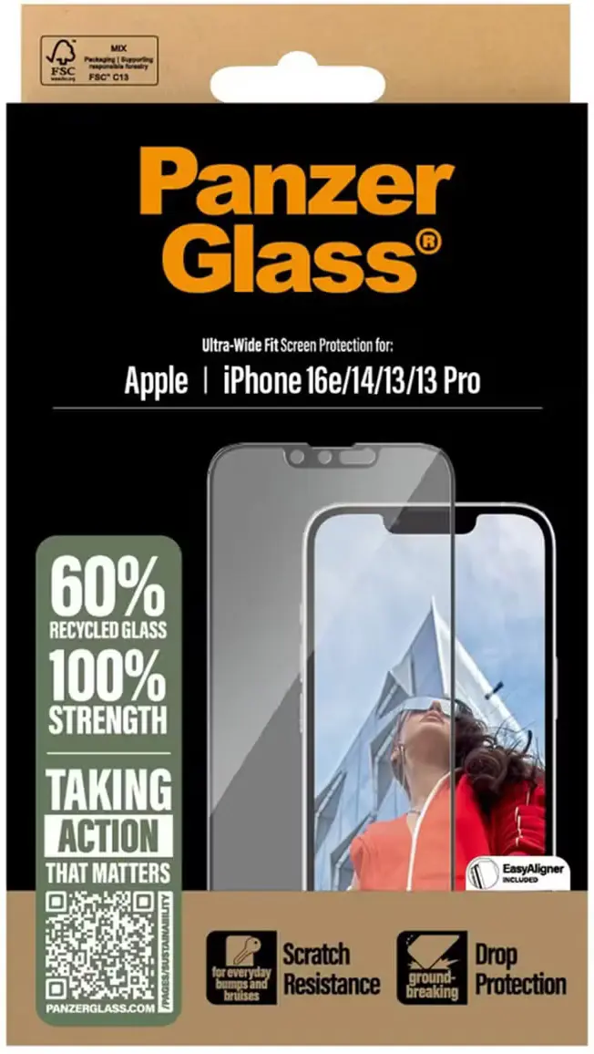 PanzerGlass Ultra-Wide iPhone 17e/16e/15/14/13 Screen Protector Anti-Bacterieel afbeelding 1