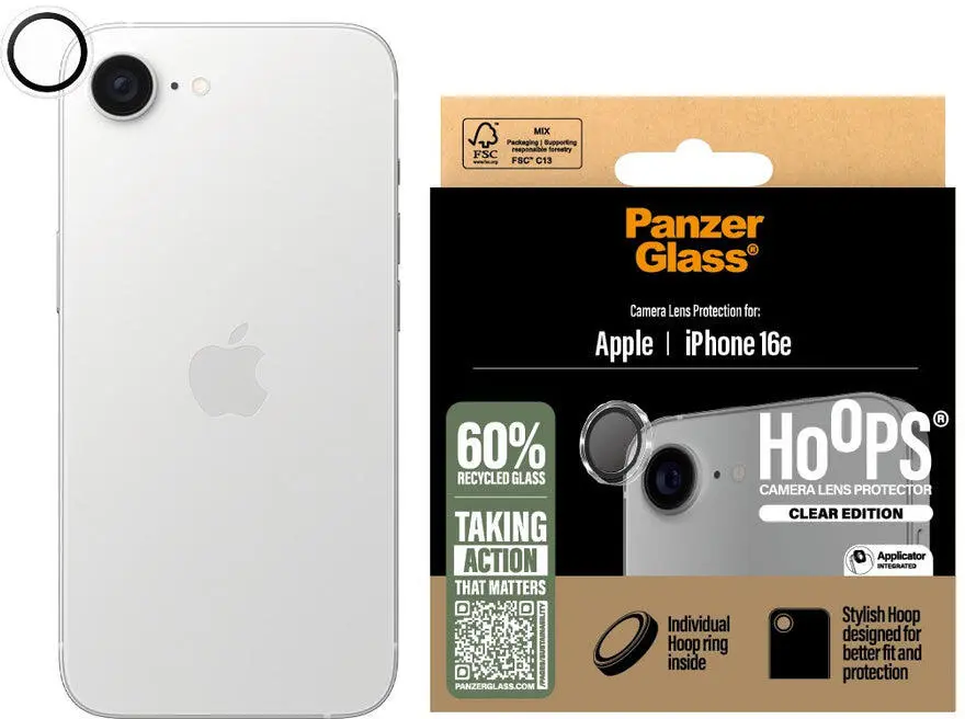 PanzerGlass Hoops Rings Apple iPhone 17e / 16e Camera Lens Protector Glas afbeelding 1
