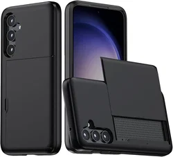 Samsung Galaxy A56 / A36 Hoesje met Slider Kaarthouder Back Cover Zwart afbeelding
