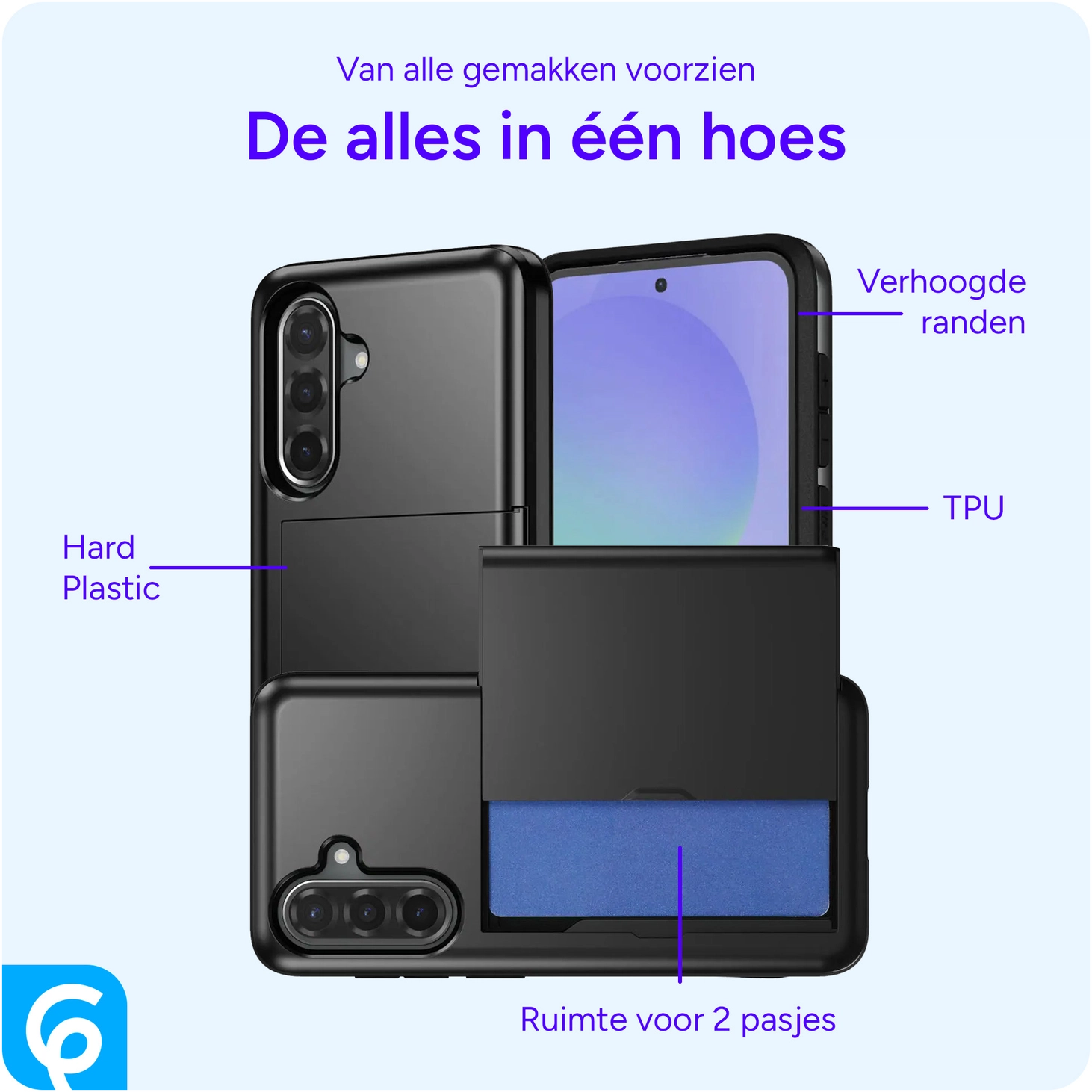 Samsung Galaxy A56 / A36 Hoesje met Slider Kaarthouder Back Cover Zwart afbeelding 4