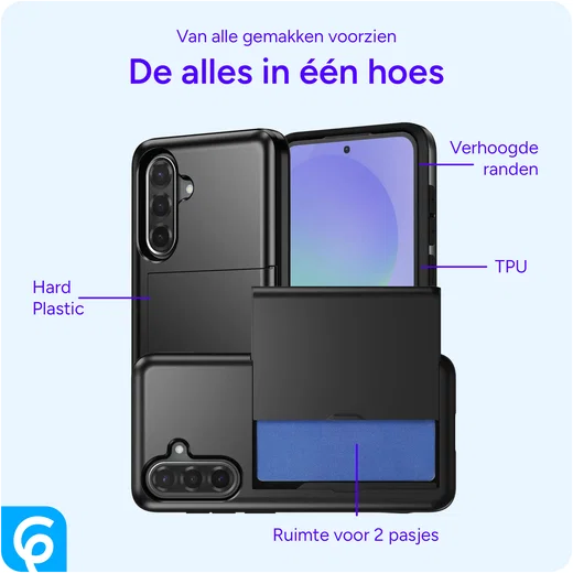 Samsung Galaxy A56 / A36 Hoesje met Slider Kaarthouder Back Cover Zwart afbeelding 4