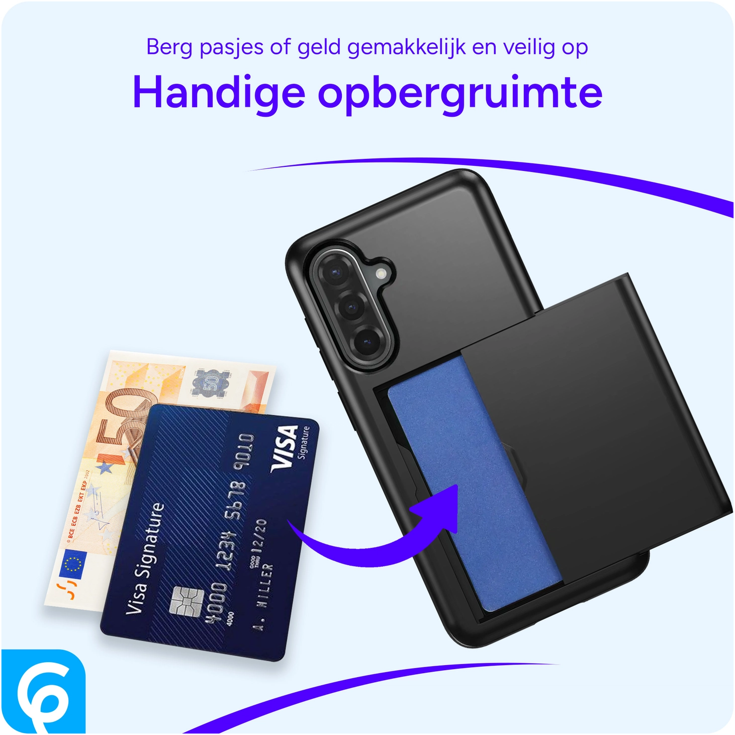 Samsung Galaxy A56 / A36 Hoesje met Slider Kaarthouder Back Cover Zwart afbeelding 6