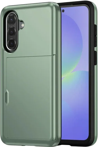 Samsung Galaxy A56 / A36 Hoesje met Slider Kaarthouder Back Cover Groen afbeelding 13