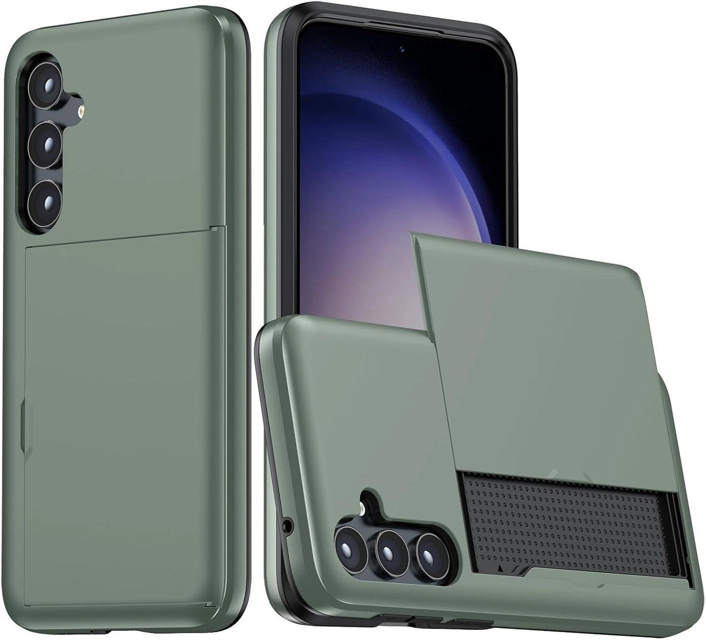 Samsung Galaxy A56 / A36 Hoesje met Slider Kaarthouder Back Cover Groen afbeelding 1
