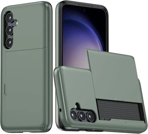 Samsung Galaxy A56 / A36 Hoesje met Slider Kaarthouder Back Cover Groen afbeelding 1