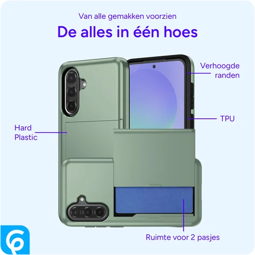 Samsung Galaxy A56 / A36 Hoesje met Slider Kaarthouder Back Cover Groen afbeelding 6