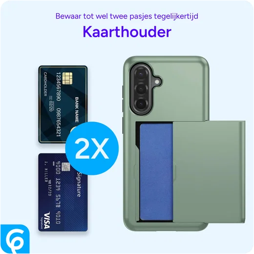 Samsung Galaxy A56 / A36 Hoesje met Slider Kaarthouder Back Cover Groen afbeelding 10