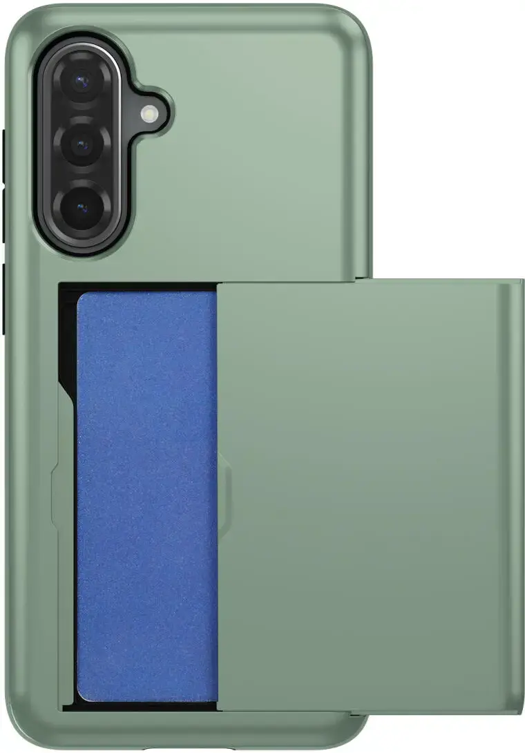 Samsung Galaxy A56 / A36 Hoesje met Slider Kaarthouder Back Cover Groen afbeelding 14