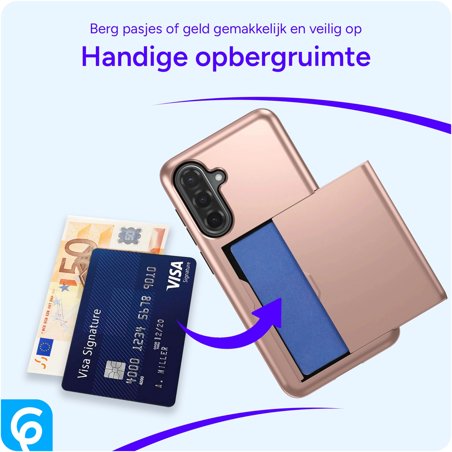 Samsung A56/ A36 hoesje met kaarthouder - Back Cover Pasjeshouder - Roze afbeelding 4