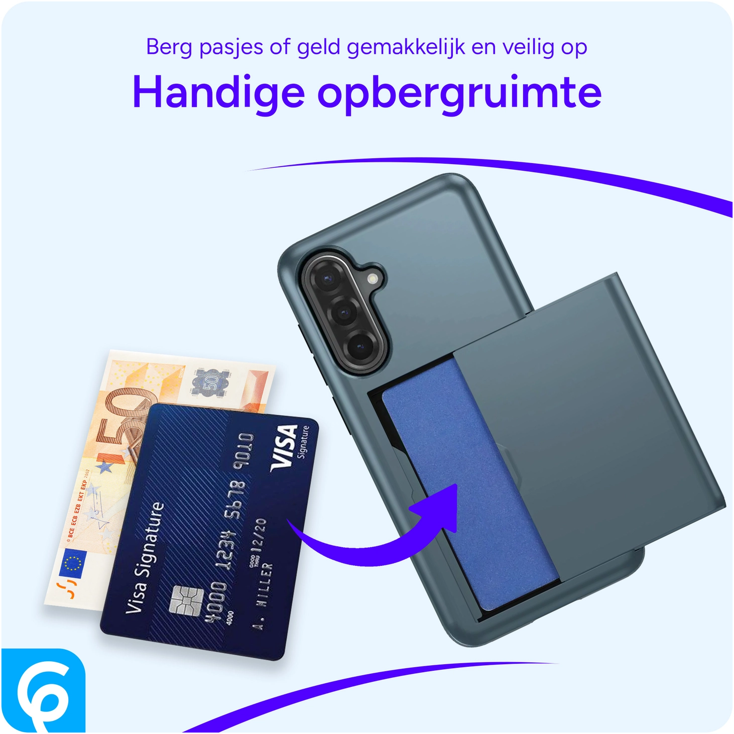 Samsung Galaxy A56 / A36 Hoesje met Slider Kaarthouder Back Cover Blauw afbeelding 4