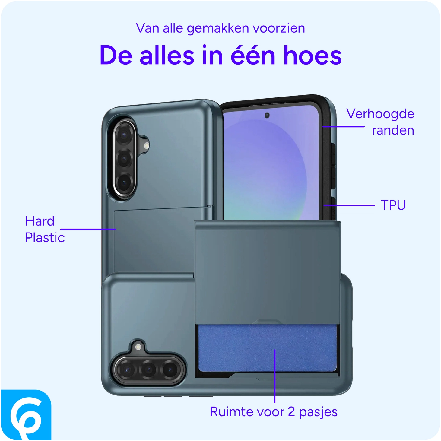 Samsung Galaxy A56 / A36 Hoesje met Slider Kaarthouder Back Cover Blauw afbeelding 7