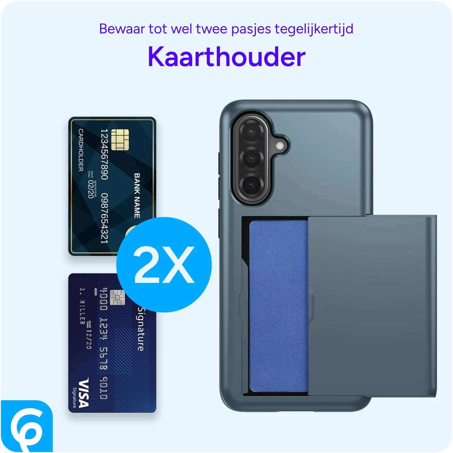 Samsung Galaxy A56 / A36 Hoesje met Slider Kaarthouder Back Cover Blauw afbeelding 9