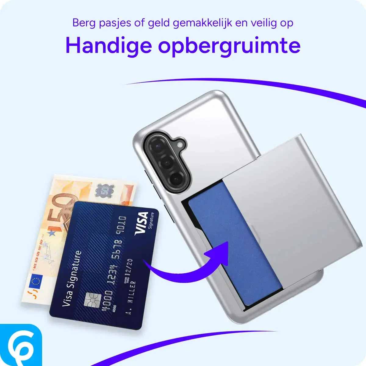 Samsung Galaxy A56 / A36 Hoesje met Slider Kaarthouder Back Cover Grijs afbeelding 4
