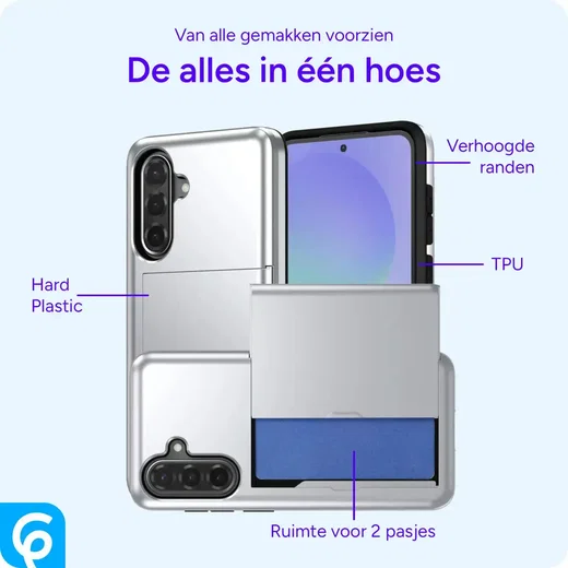 Samsung Galaxy A56 / A36 Hoesje met Slider Kaarthouder Back Cover Grijs afbeelding 6