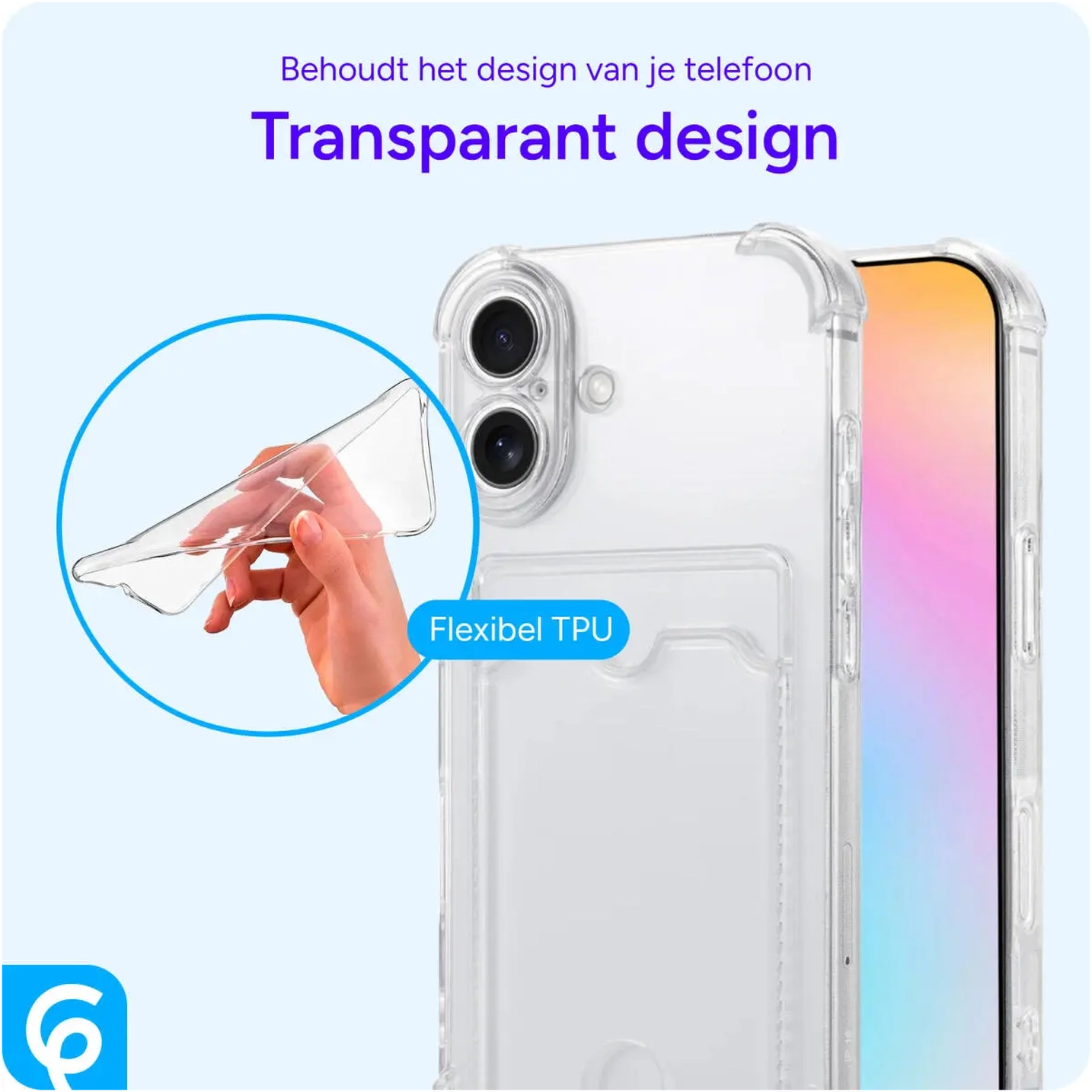 Apple iPhone 17e / 16e Hoesje Dun TPU met Pasjeshouder Back Cover Transparant afbeelding 6