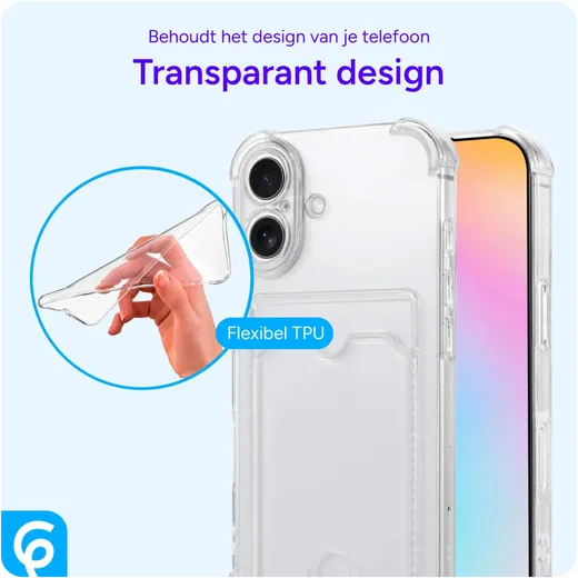 Apple iPhone 17e / 16e Hoesje Dun TPU met Pasjeshouder Back Cover Transparant afbeelding 6