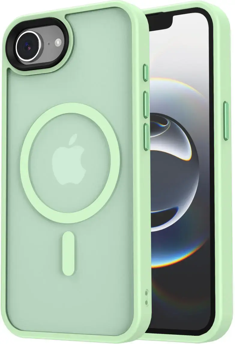 Apple iPhone 17e / 16e Hoesje met MagSafe Back Cover Matte Groen afbeelding 1