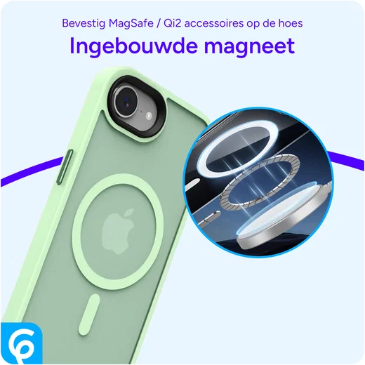 Apple iPhone 17e / 16e Hoesje met MagSafe Back Cover Matte Groen afbeelding 10
